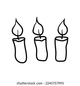 Candles. Black and white vector image. Coloring.