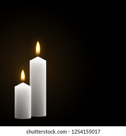 Candles burn with fire realistic. Element for design decor, vector illustration