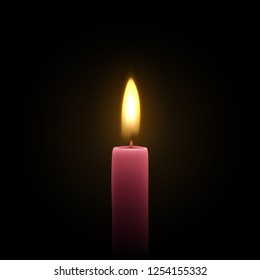 Candles burn with fire realistic. Element for design decor, vector illustration