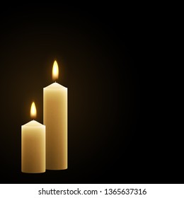 Candles burn with fire realistic.  vector illustration