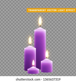 Candles burn with fire realistic.  vector illustration
