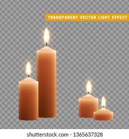 Candles burn with fire realistic.  vector illustration