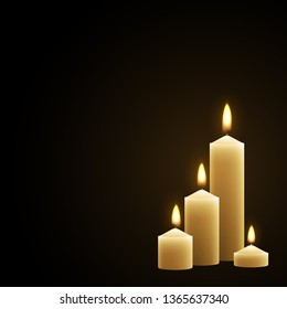 Candles burn with fire realistic.  vector illustration