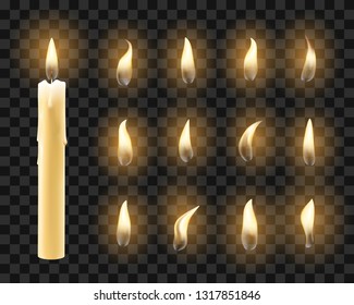 Candles burn. Isolated candle with warm candlelight vector illustration for romantic dinner or holiday night