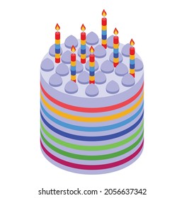 Candles cake icon. Isometric of candles cake vector icon for web design isolated on white background