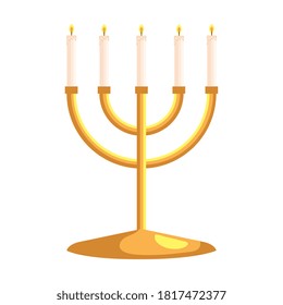 candles in candlesticks, on white background vector illustration design