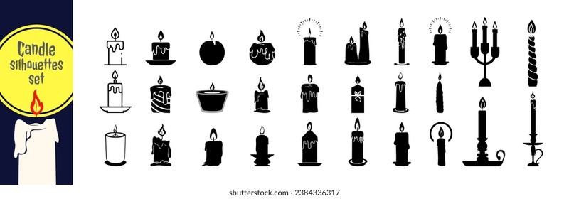 Candles and candlesticks in a set