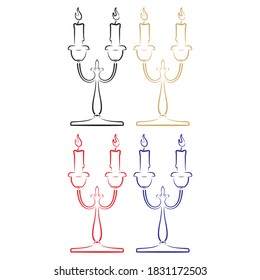 Kerzen in Candlesticks Vektorgrafik. Das Candle Vector Outline Design. Die Kerze einzeln auf weißem Hintergrund