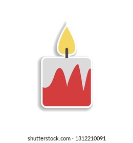 Candles Christmas 2 colored line sticker icon. Elements of Christmas in color icons. Simple icon for websites, web design, mobile app, info graphics