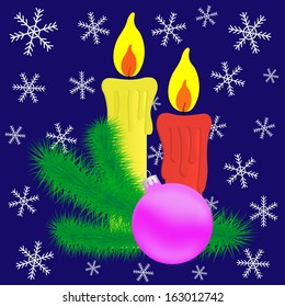 Candles and Christmas branch.