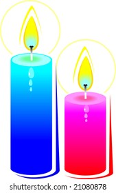 candles with colour	