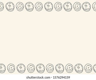 Candles in comic style doodles top view seamless pattern. Letter format postcard with place for your text. Cozy boho poster template background tile