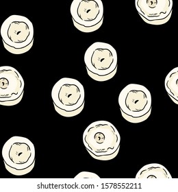 Candles comic style doodles top view seamless pattern. Cozy boho template background tile