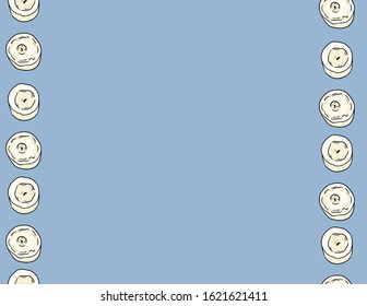 Candles in comic style doodles top view on blue background seamless pattern. Letter mock up format postcard with place for your text. Cozy boho poster template background tile