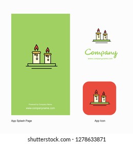 Candles Company Logo App Icon and Splash Page Design. Creative Business App Design Elements
