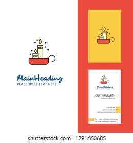 Candles Creative Logo and business card. vertical Design Vector