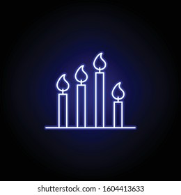 candles, death outline blue neon icon. detailed set of death illustrations icons. can be used for web, logo, mobile app, UI, UX