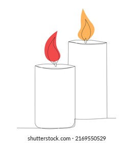 candles drawing by one continuous line, sketch