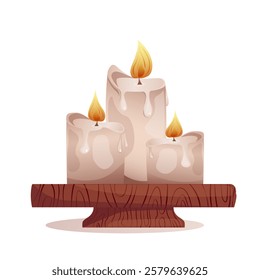 Candles is drawn in a minimalist style on a wooden board.For greeting cards,web and app icons,logo, businesses or brands, social media posts,packaging designs.