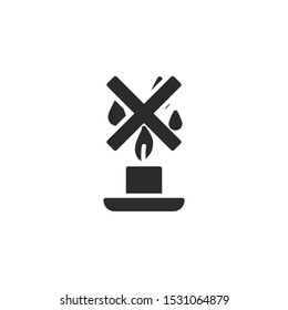 Candles filled icon. Labeled for fire safety. Labeling for wax candles. Sings for desing, for a website, for label 