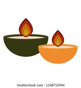 Candles and Flames - Two candles and flames isolated on white background