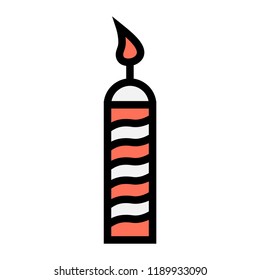 Candles flat icon - Christmas linear colorful design