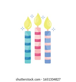candles flat style icon design, Party celebration event happy birthday holiday surprise anniversary and decorative theme Vector illustration