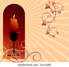 candles in  floral background 	