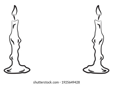 Marco de velas dibujado sobre fondo blanco. Ilustración vectorial