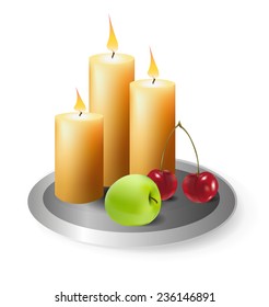 candles and fruit