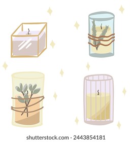 Kerzen im flachen Design-Set aus Glas