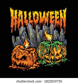 Candles Halloween Head Jack Lantern Illustrations for your work clothing merchandise and poster advertising