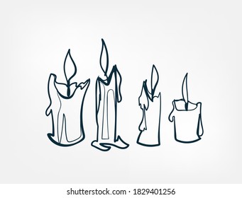 candles halloween stuff vector single one line isolated design element