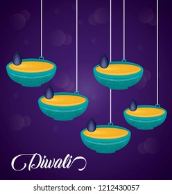 candles hanging diwali festival icon