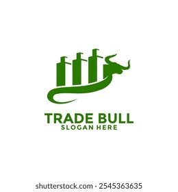 Candles and Head Bull logo design, Trading financial vector logo