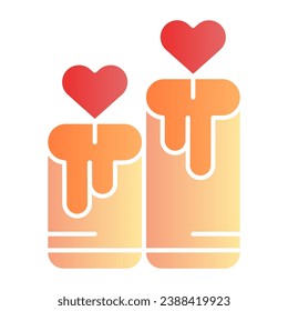 Candles with heart flat icon. Love candles color icons in trendy flat style. Romantic light gradient style design, designed for web and app. Eps 10