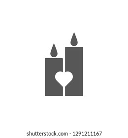 Candles with a heart icon. Simple glyph, flat vector of valentines day, love icons for UI and UX, website or mobile application