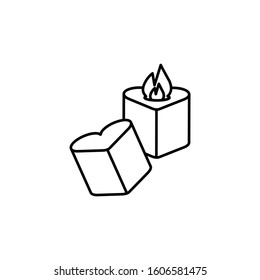 candles, heart candles line icon. Elements of valentines day illustration icons. Signs, symbols can be used for web, logo, mobile app, UI, UX