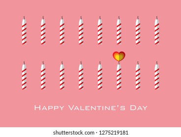 Candles with heart shaped flame for Valentine's day