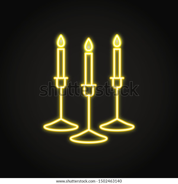 Candles Holder Icon Neon Line Style Stock Image Download Now