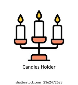Vector del portador de velas Dibujo de diseño de iconos de contorno relleno. Símbolo de administración de eventos en el archivo EPS 10 de fondo blanco
