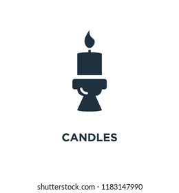 Candles icon. Black filled vector illustration. Candles symbol on white background. Can be used in web and mobile.