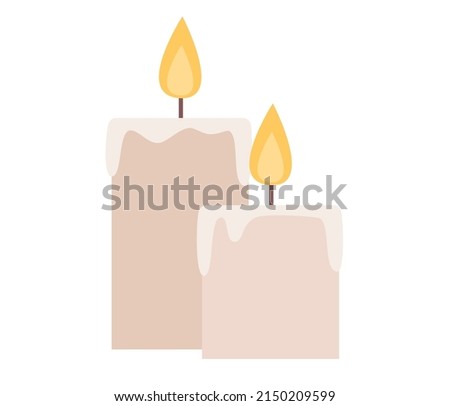 Candles icon. Burning decorative scented candles. Spa, aromatherapy, relaxation concept. Vector flat illustration