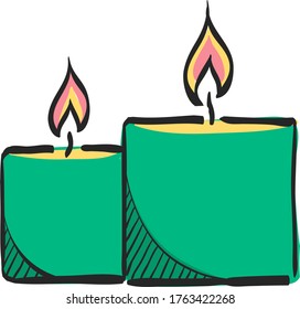 Candles icon in color drawing. Light, memorial, fire