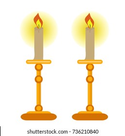 Candles icon, flat style. Isolated on white background. Vector illustration