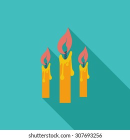 Candles icon. Flat vector related icon with long shadow for web and mobile applications. It can be used as - logo, pictogram, icon, infographic element. Vector Illustration.