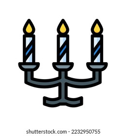 Candles icon with lineal color style vector