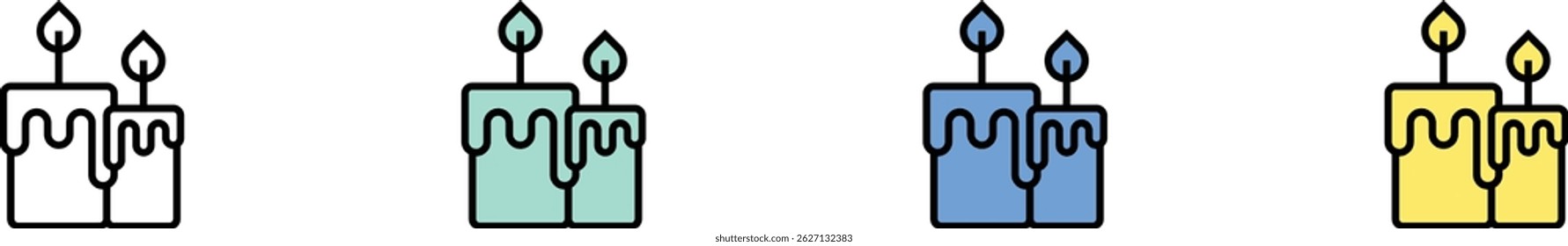 candles icon. Outline, Green, Blue and Yellow Style Design Isolated On White Background