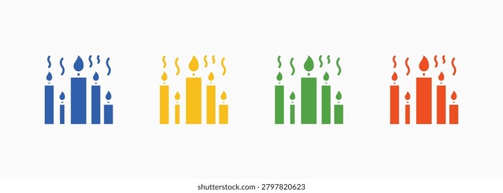 Candles Icon Set Color Multiple Style Collection Illustration