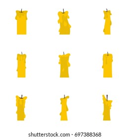 Candles icon set. Flat style set of 9 candles vector icons for web isolated on white background
